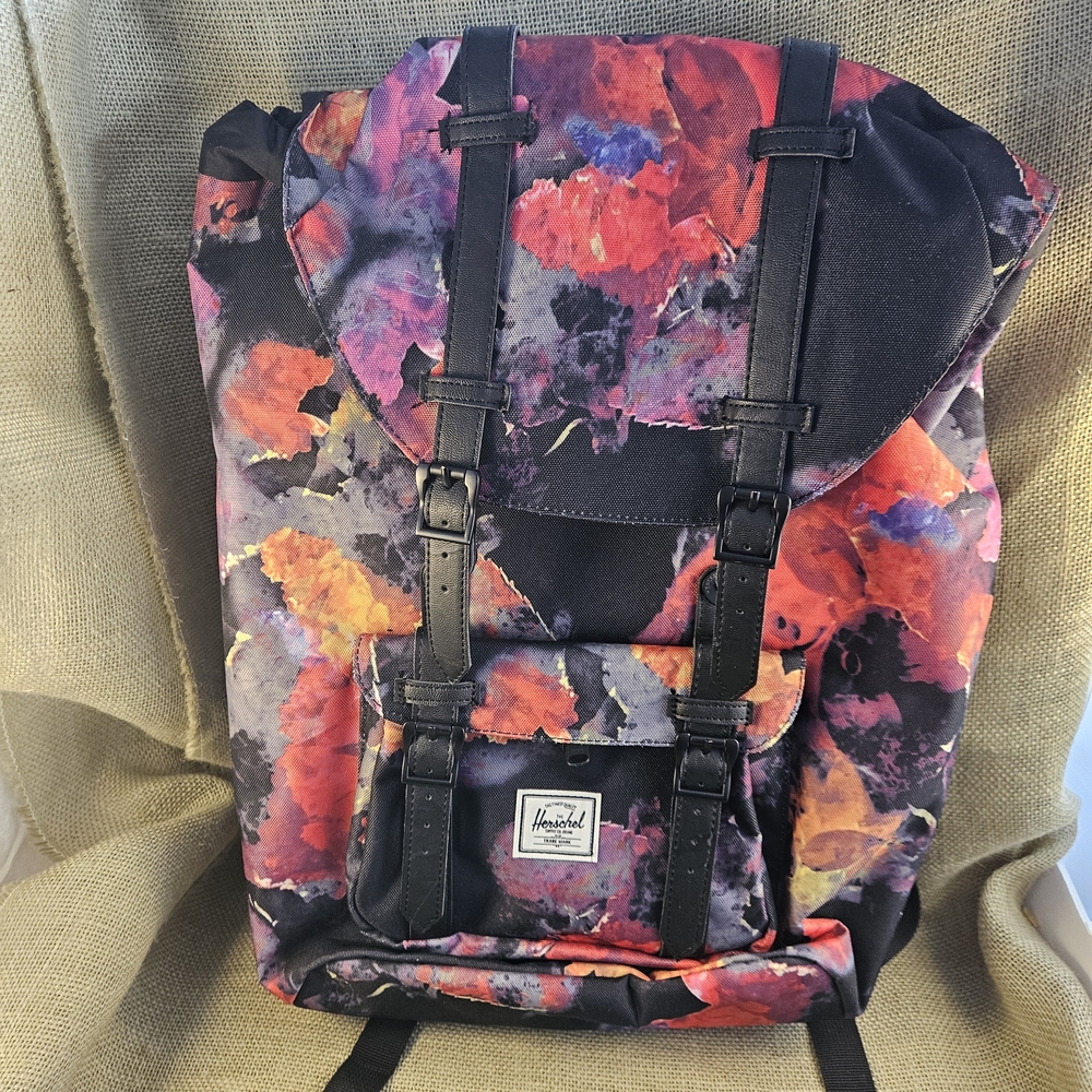 Herschel Supply Company Black, Pink and Red Floral Backpack